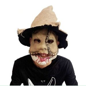 Halloween Scary Ghost Face or scarecrow Mask, latex Costume PartyScarecrow